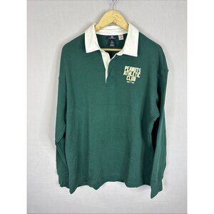 H&M Peanuts Athletic Club Rugby Shirt Green Mens Large Snoopy